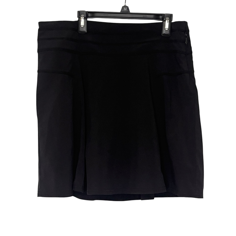 Athleta Trekkie Skort Black Sz 6 Zip Pocket Stretch Hiking Travel Skirt Shorts